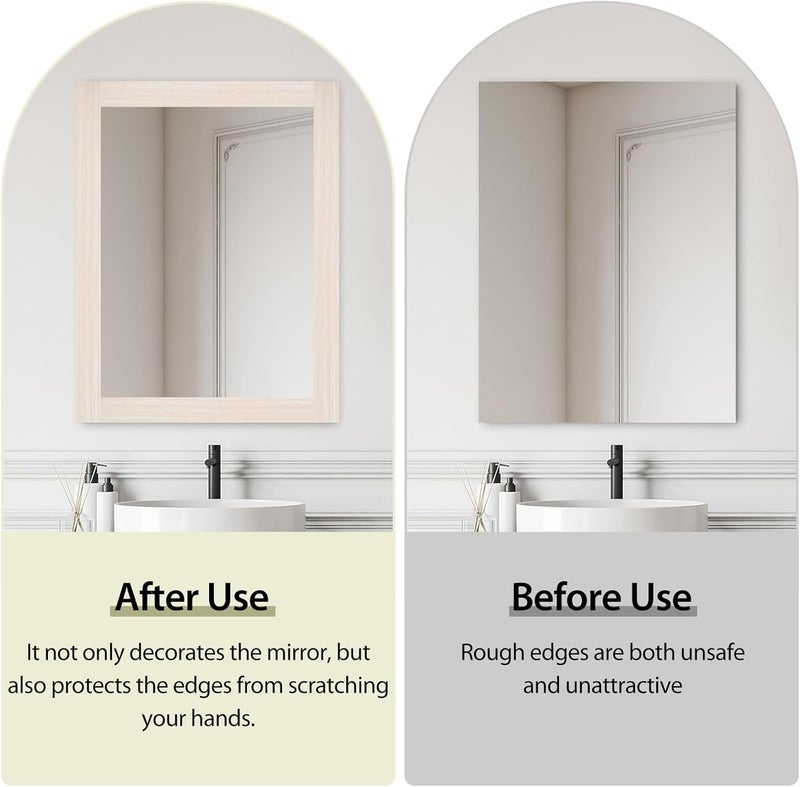 Rindion 45 FT Beige Wood Grain Wallpaper Border, Removable Waterproof Mirror Frame Border, Self Adhesive Kitchen Bathroom Mirror Frame Sticker (3.94Inch X 45.9 Ft) - Image 3
